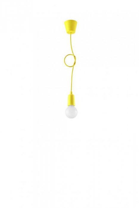 Lampa wisząca DIEGO 1 żółta PVC minimalistyczna zwis sufitowy na lince E27 LED SOLLUX LIGHTNIG
