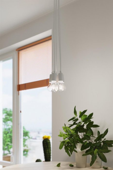 Lampa wisząca DIEGO 3 biała PVC minimalistyczna sufitowa na linkach E27 LED SOLLUX LIGHTNIG