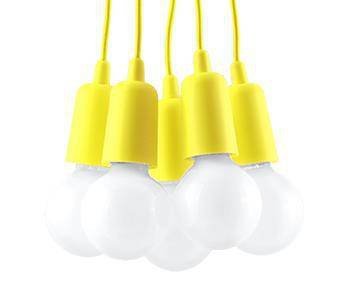 Lampa wisząca DIEGO 5 żółta PVC minimalistyczna sufitowa na linkach E27 LED SOLLUX LIGHTNIG