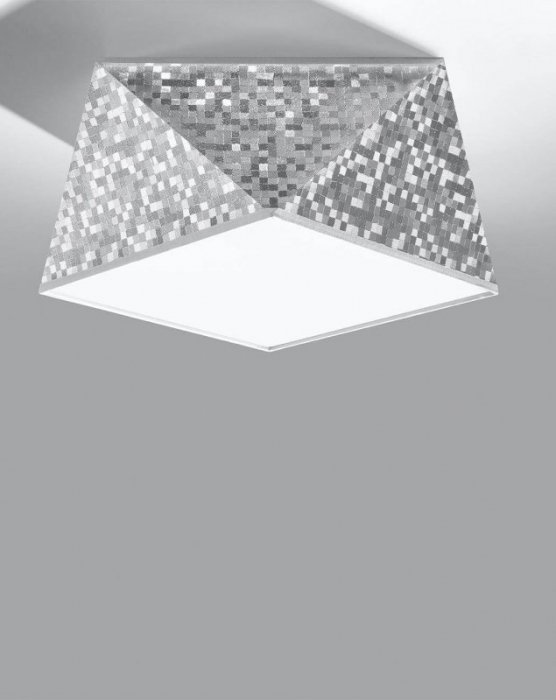 Plafon sufitowy HEXA 25 CEKIN srebrna lampa nowoczesna abażur PVC E27 LED SOLLUX LIGHTING