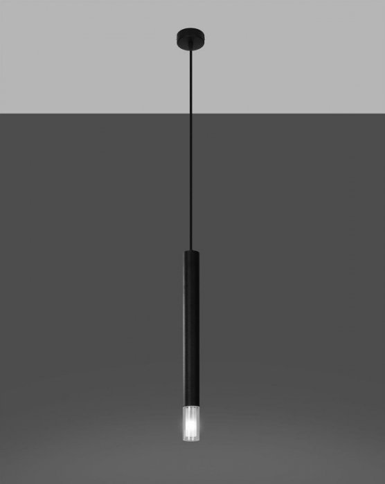 Lampa wisząca WEZYR 1 czarna  stal zwis sufitowy tuba G9 LED SOLLUX LIGHTING