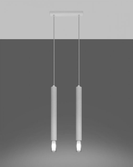 Lampa wisząca WEZYR 2 biała  stal zwis sufitowy tuba G9 LED SOLLUX LIGHTING