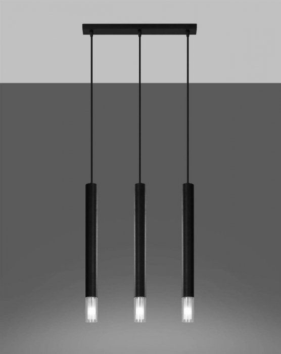 Lampa wisząca WEZYR 3 czarna stal zwis sufitowy tuba G9 LED SOLLUX LIGHTING