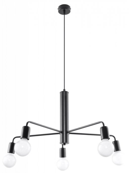 Żyrandol DUOMO 5 czarny stal lampa sufitowa loft  E27 LED SOLLUX LIGHTING