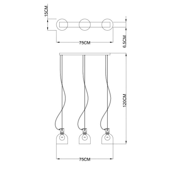 ZUMA LINE LAMPA WISZĄCA NAD STÓŁ CZARNA SREBRNA SZKLANA MD1918-3S-CHROME LAZARO