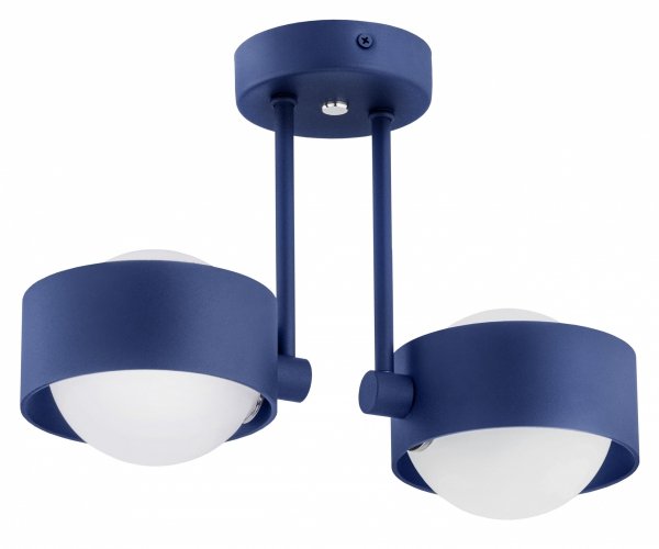 LAMPA SUFITOWA GRANATOWA PODWÓJNA KULE BIAŁE DO POKOJU SYPIALNI ARGON MASSIMO PLUS 7090