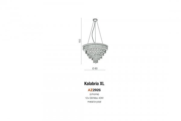 AZZARDO KALABRIA XL PENDANT AZ2926 LAMPA WISZĄCA KRYSZTAŁOWA ŻYRANDOL EFEKTOWNY GLAMOUR