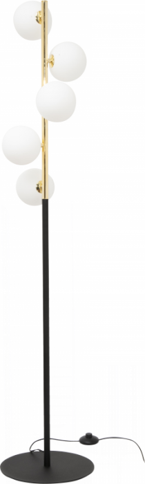 ZUMALINE 5649 ALI LAMPA PODŁOGOWA CZARNO ZŁOTA KULE BIAŁE