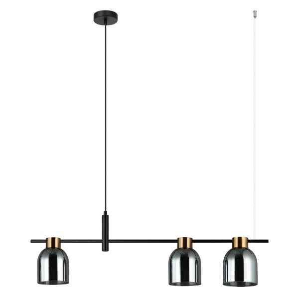 ITALUX SERVIO PND-66892-3-BK-SG LAMPA WISZĄCA CZARNA GRAFITOWE DYMIONE KLOSZE