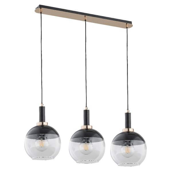 ALFA SOSNOWSCY ADRIA 62190 LAMPA WISZĄCA NA LISTWIE CZARNO ZŁOTA SZKLANE KULE