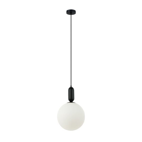 ITALUX ALDEVA PND-02340-1L-BK LAMPA WISZĄCA NOWOCZESNA SZKLANA BIAŁA KULA KLOSZ NOWOCZESNA 30CM