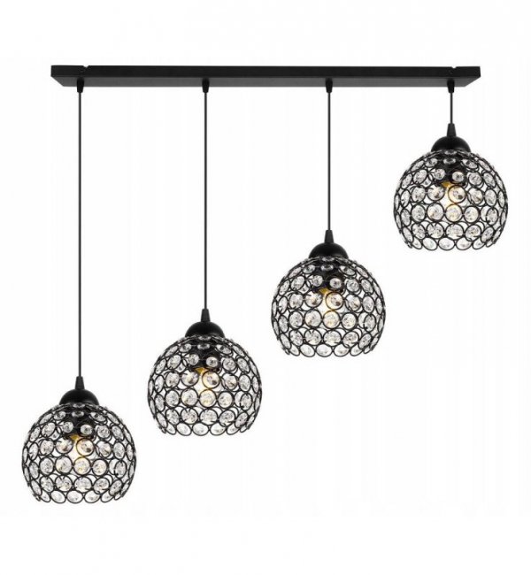 LAMPA SUFITOWA Z KRYSZTAŁKAMI CZARNA CRYSTAL HOME LIGHT HOME