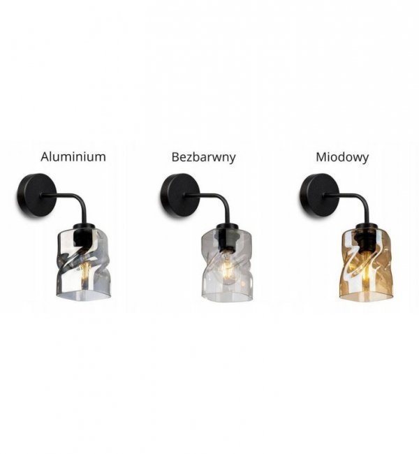 KINKIET CZARNY SZKLANY KLOSZ KOLORY NIKI HOME LIGHT HOME