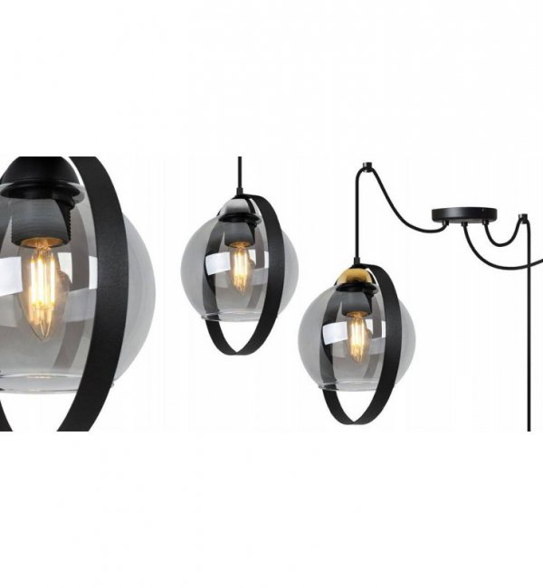 Lampa wisząca ze szklanymi kloszami - SPIDER RING HAGA 2346/3/G LIGHT HOME