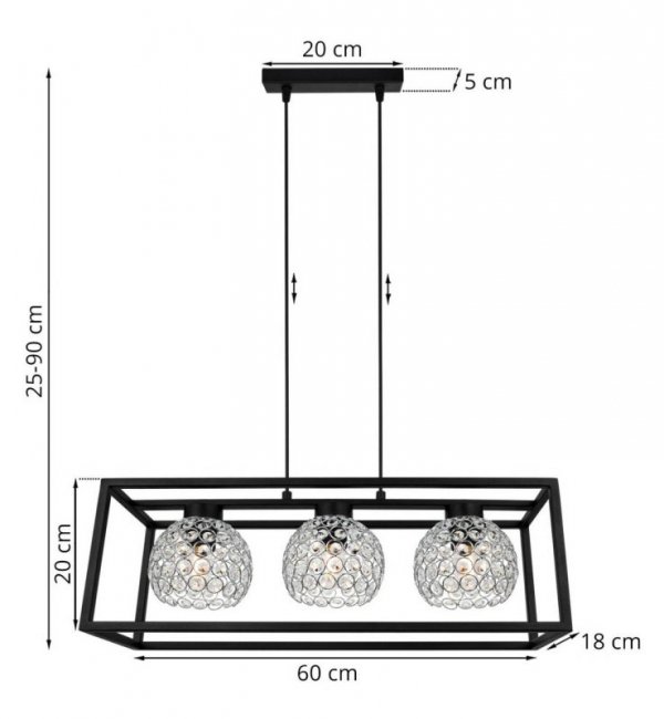 Lampa wisząca nowoczesna - CRYSTAL CAGE 2370/3/CH LIGHT HOME