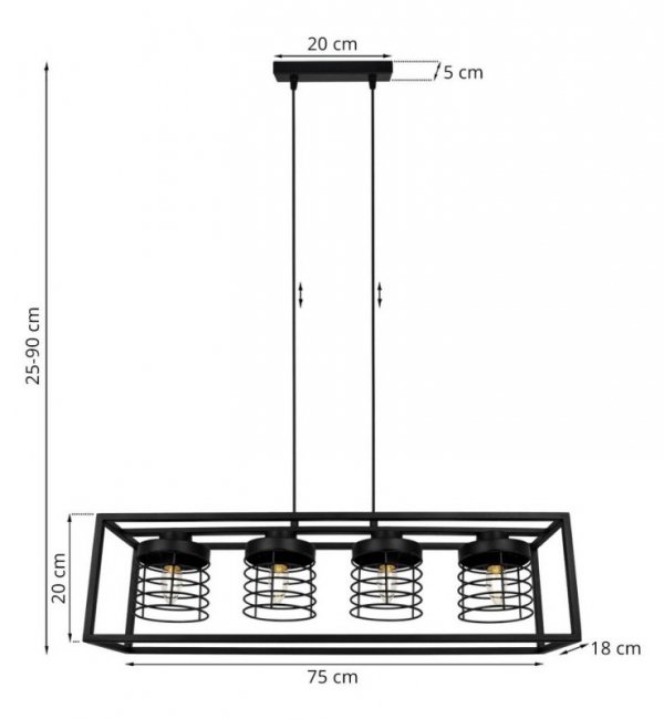 Lampa wisząca nowoczesna - RASTI CAGE 2370/4 LIGHT HOME