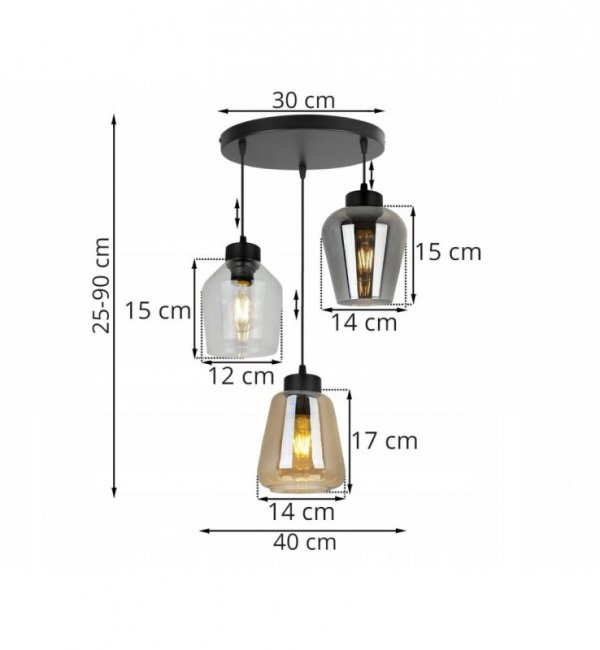 Lampa wisząca ze szklanymi kloszami - RIJEKA 2383/3/OW/MIX LIGHT HOME