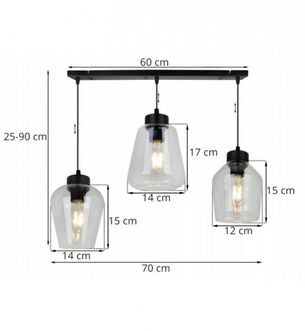 Lampa wisząca ze szklanymi kloszami - RIJEKA 2383/3/B LIGHT HOME