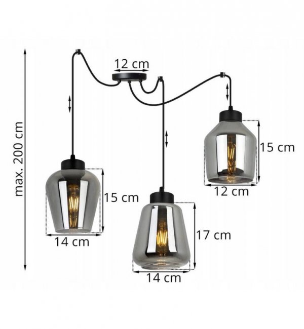 Lampa wisząca ze szklanymi kloszami - SPIDER RIJEKA 2383/3/G LIGHT HOME