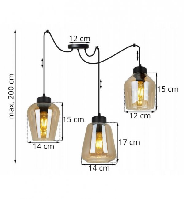 Lampa wisząca ze szklanymi kloszami - SPIDER RIJEKA 2383/3/M LIGHT HOME