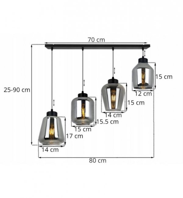 Lampa wisząca ze szklanymi kloszami - RIJEKA PREMIUM 2381/4L LIGHT HOME