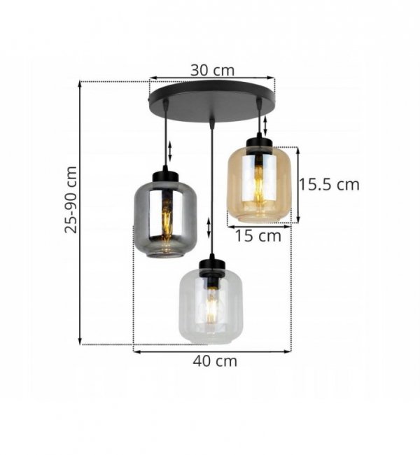 Lampa wisząca ze szklanymi kloszami - NOVALJA 2395/3OW/MIX LIGHT HOME