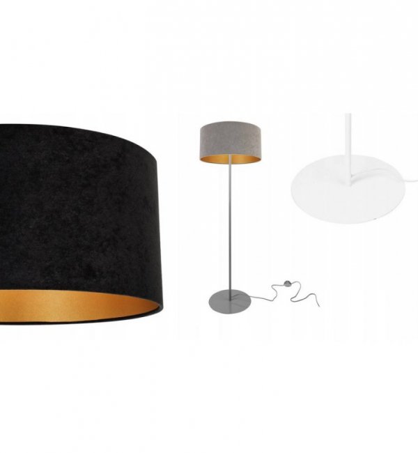 LAMPA PODŁOGOWA Z WELUROWYM ABAŻUREM ZE ZŁOTYM ŚRODKIEM