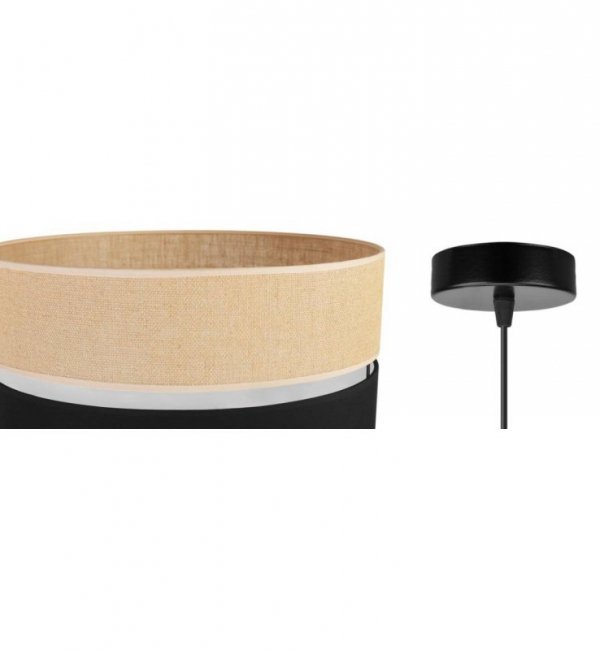 Lampa wisząca JUTA, regulacja, abażur czarno - beżowy, E27 LIGHT HOME