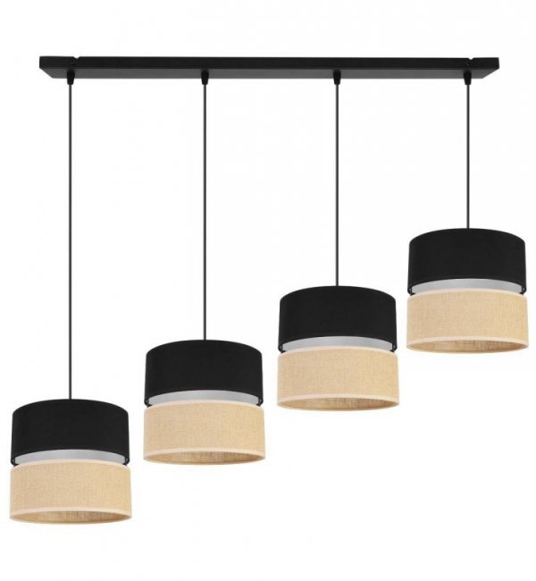 Lampa wisząca JUTA, listwa, regulacja, 4 żarówki E27, czarno - beżowa LIGHT HOME