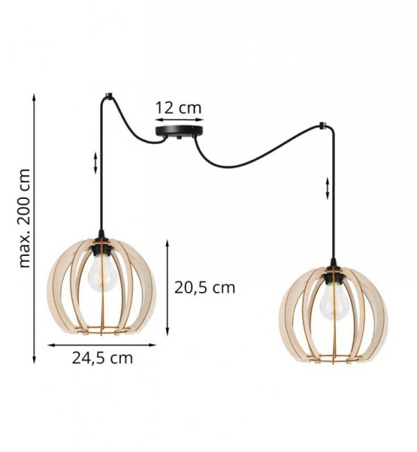 Zwis wiszący pojedynczy dekoracyjny - SPIDER TIMBER 2359/2 LIGHT HOME