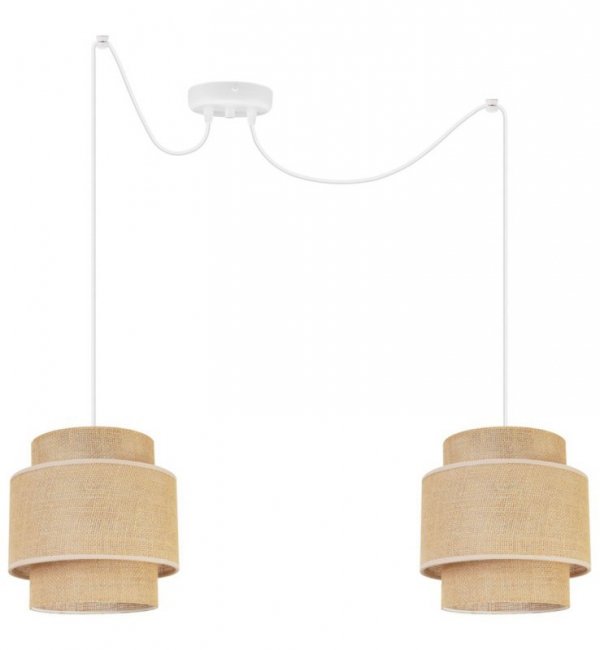 Lampa wisząca BOHO, spider, beż, juta, metal, dwa abażury, regulowana wysokość LIGHT HOME