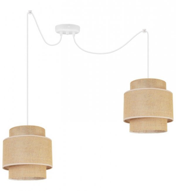 Lampa wisząca BOHO, spider, beż, juta, metal, dwa abażury, regulowana wysokość LIGHT HOME