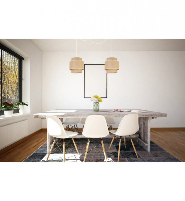 Lampa wisząca BOHO, spider, beż, juta, metal, dwa abażury, regulowana wysokość LIGHT HOME