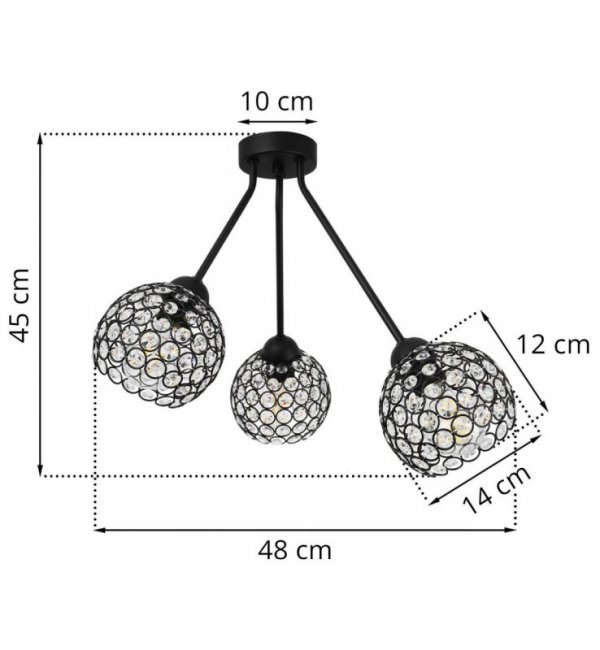 Lampa sufitowa, nowoczesna, 3 klosze, metal, Crystal LIGHT HOME