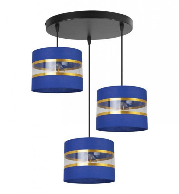 Lampa wisząca Elegance Gold, metal, 3 abażury, regulacja wysokości, podsufitka LIGHT HOME