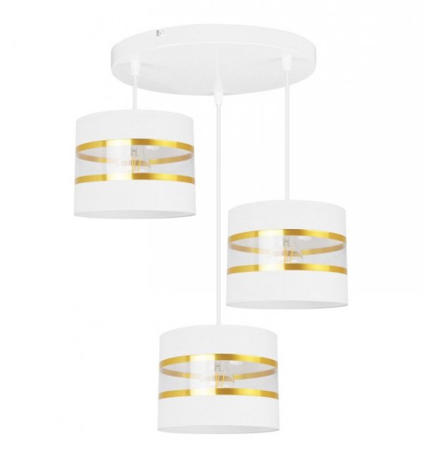 Lampa wisząca Elegance Gold, metal, 3 abażury, regulacja wysokości, podsufitka LIGHT HOME