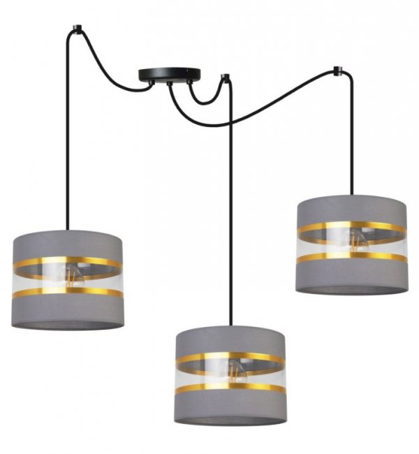 Lampa wisząca Elegance Gold, regulowana wysokość, 3 abażury, pająk LIGHT HOME