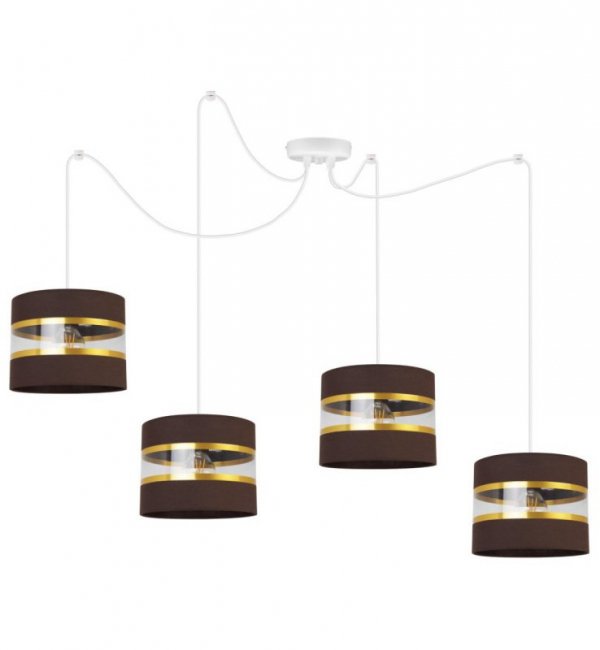 Lampa wisząca Elegance Gold, cztery abażury pająk, metalowa konstrukcja, regulacja wysokości LIGHT HOME