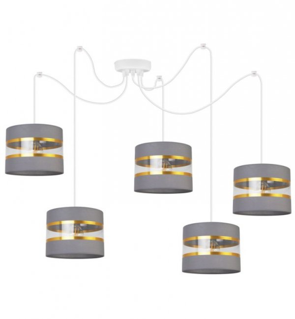 Lampa wisząca Elegance Gold, 5 abażurów, metalowa konstrukcja, spider, regulacja wysokości LIGHT HOME