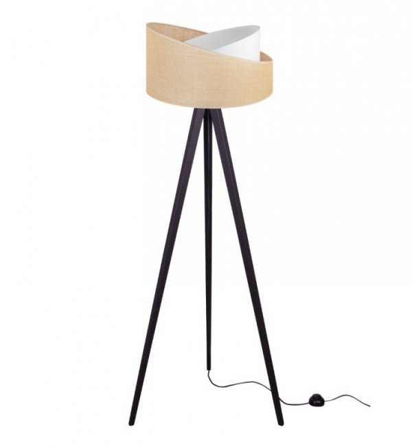 Lampa stojąca JUTA, trójnóg, abażur, drewno, E27 LIGHT HOME