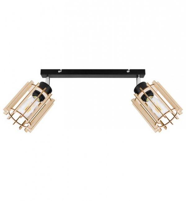 Lampa sufitowa TIMBER na listwie, dwa drewniane klosze, metalowa konstrukcja, regulacja LIGHT HOME
