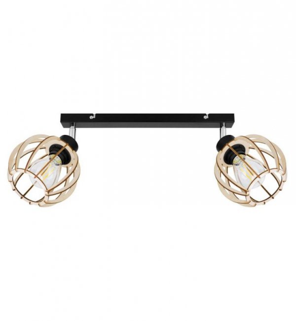 Lampa sufitowa TIMBER, dwa klosze,drewno, metal LIGHT HOME