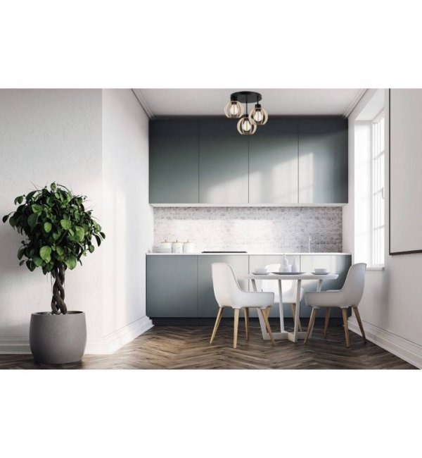 Lampa sufitowa TIMBER z drewna i metalu, trzy klosze, E27 LIGHT HOME