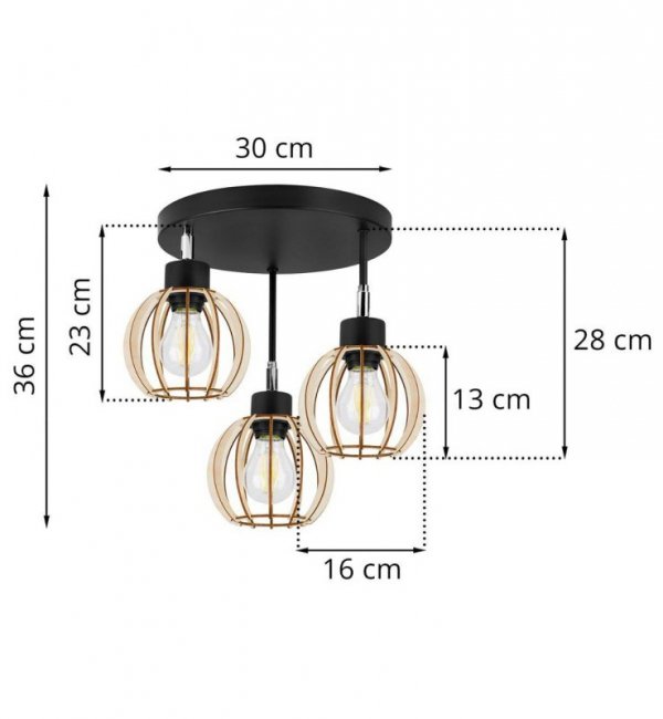 Lampa sufitowa TIMBER, drewno, regulacja, metal, E27 LIGHT HOME