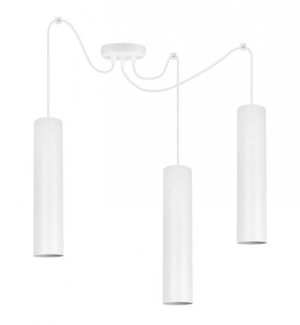 Lampa wisząca typu pająk, 3 podłużne wąskie klosze metalowe tuba 6 cm, GU10 LIGHT HOME