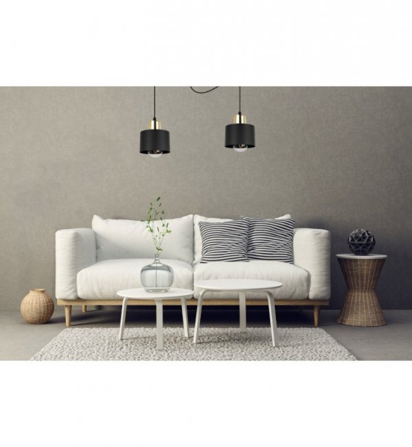 Lampa wisząca typu pająk, 2 metalowe, czarne klosze 12 cm ze złotym wykończeniem, E27 LIGHT HOME