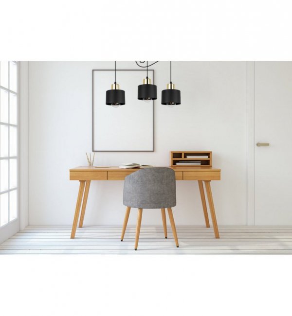 Lampa wisząca typu pająk, 3 czarne metalowe klosze 12 cm, złote wykończenie, E27 LIGHT HOME