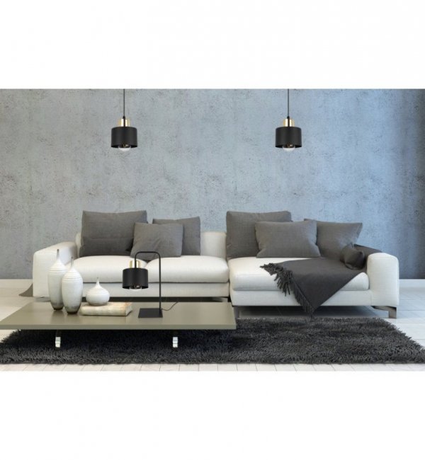 Lampa stołowa z czarnym kloszem 12 cm na metalowym stelażu ze złotym wykończeniem, E27 LIGHT HOME