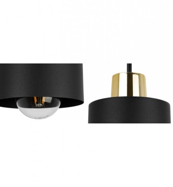 Lampa stołowa z czarnym kloszem 12 cm na metalowym stelażu ze złotym wykończeniem, E27 LIGHT HOME