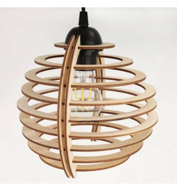 Lampa wisząca na okrągłej podsufitce 30 cm, 3 drewniane klosze 21 cm w kształcie ażurowych kul, E27 LIGHT HOME